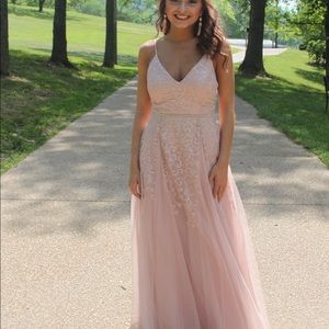 Blush Pink Spaghetti Strap Formal/prom Dress
